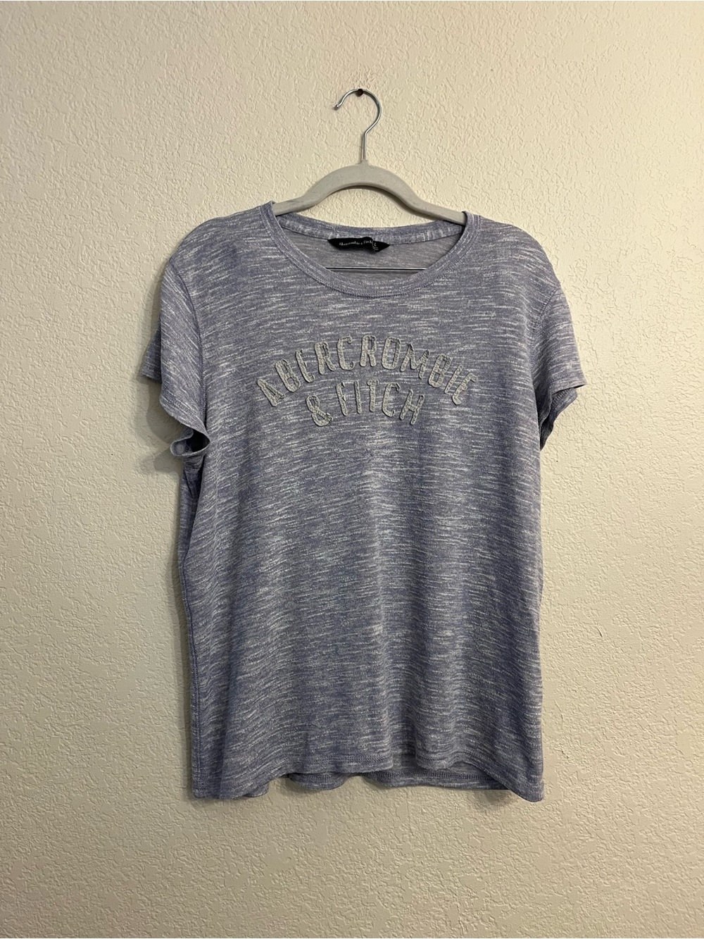 Abercrombie & Fitch Light Heather Blue Logo Short Sleeve Tee